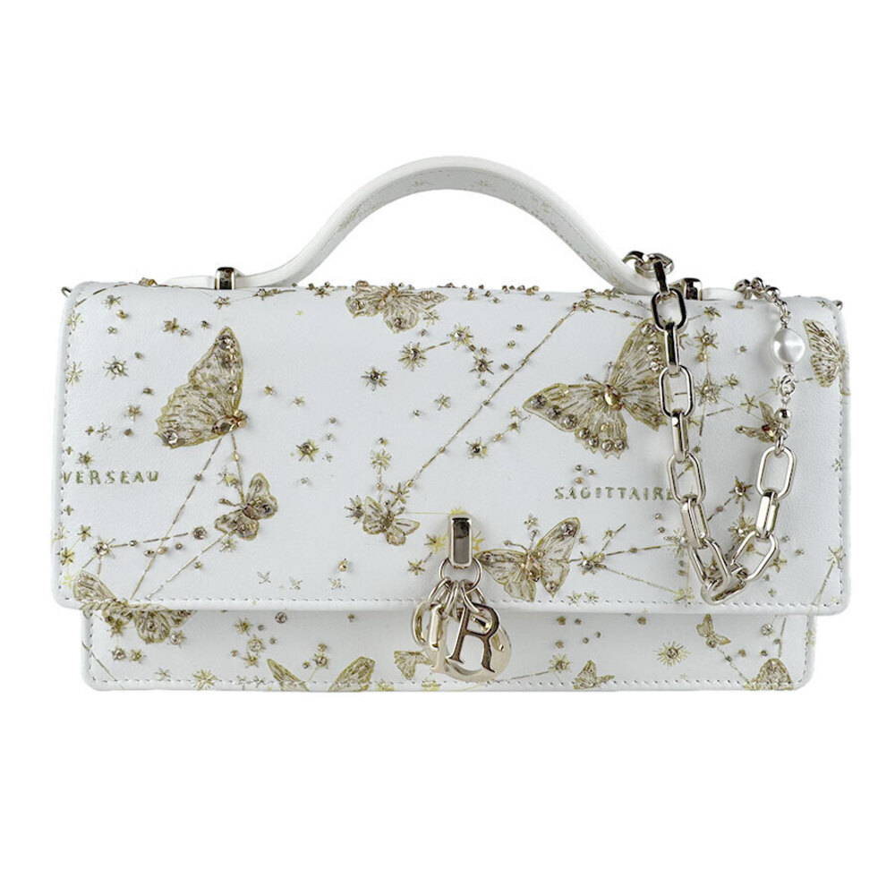 Christian Dior Miss Leather Beaded Shoulder Bag White